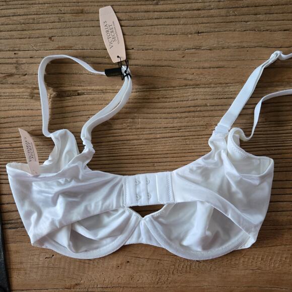 Victoria's Secret Unlined Demi white Satin Smooth Bra sz 32DD New - Picture 3 of 4